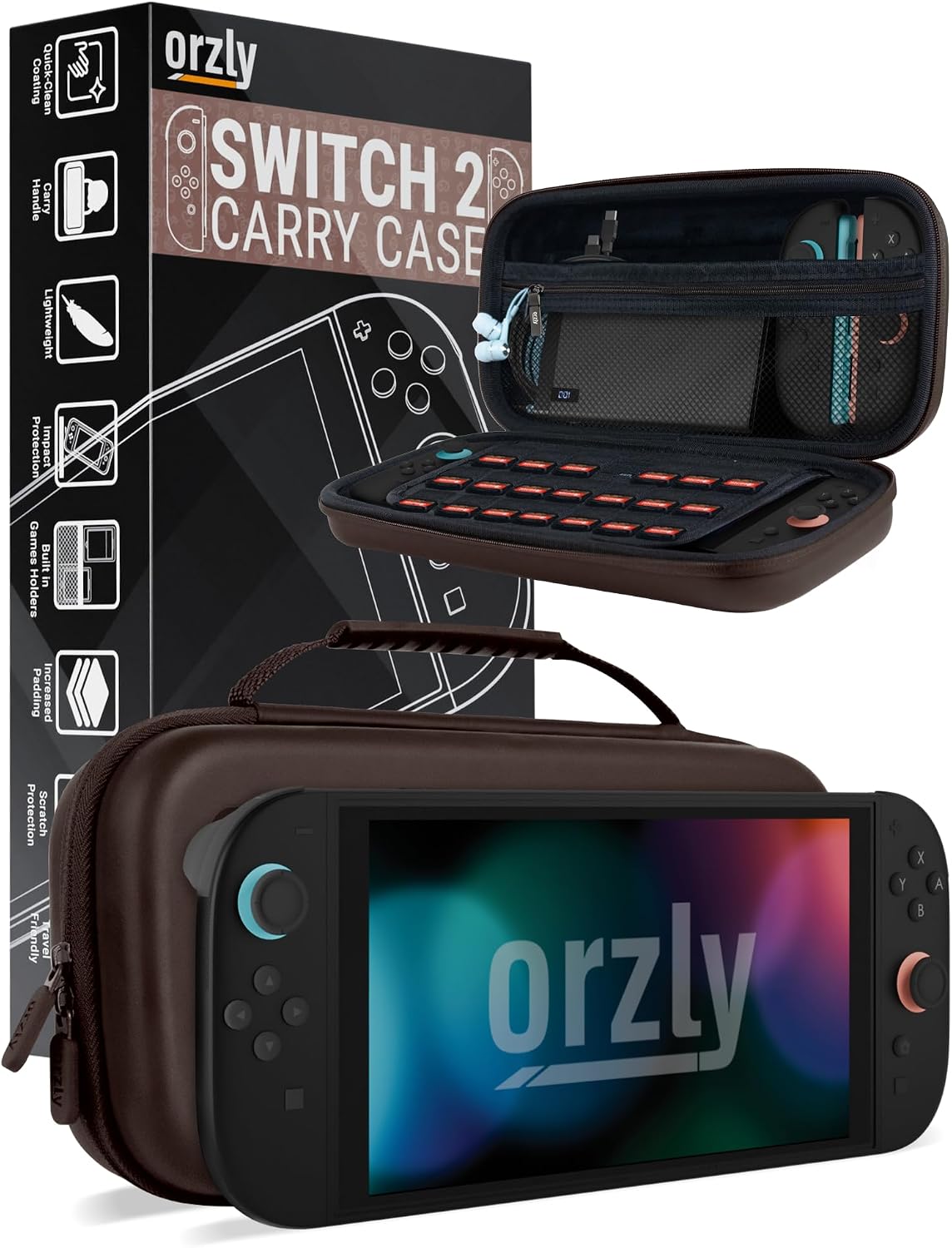 Orzly Carry Case for Nintendo Switch Lite Protective Hard Shell Portable Travel Carry Case with Storage for Accessories & Game Cartridges (Red & White)