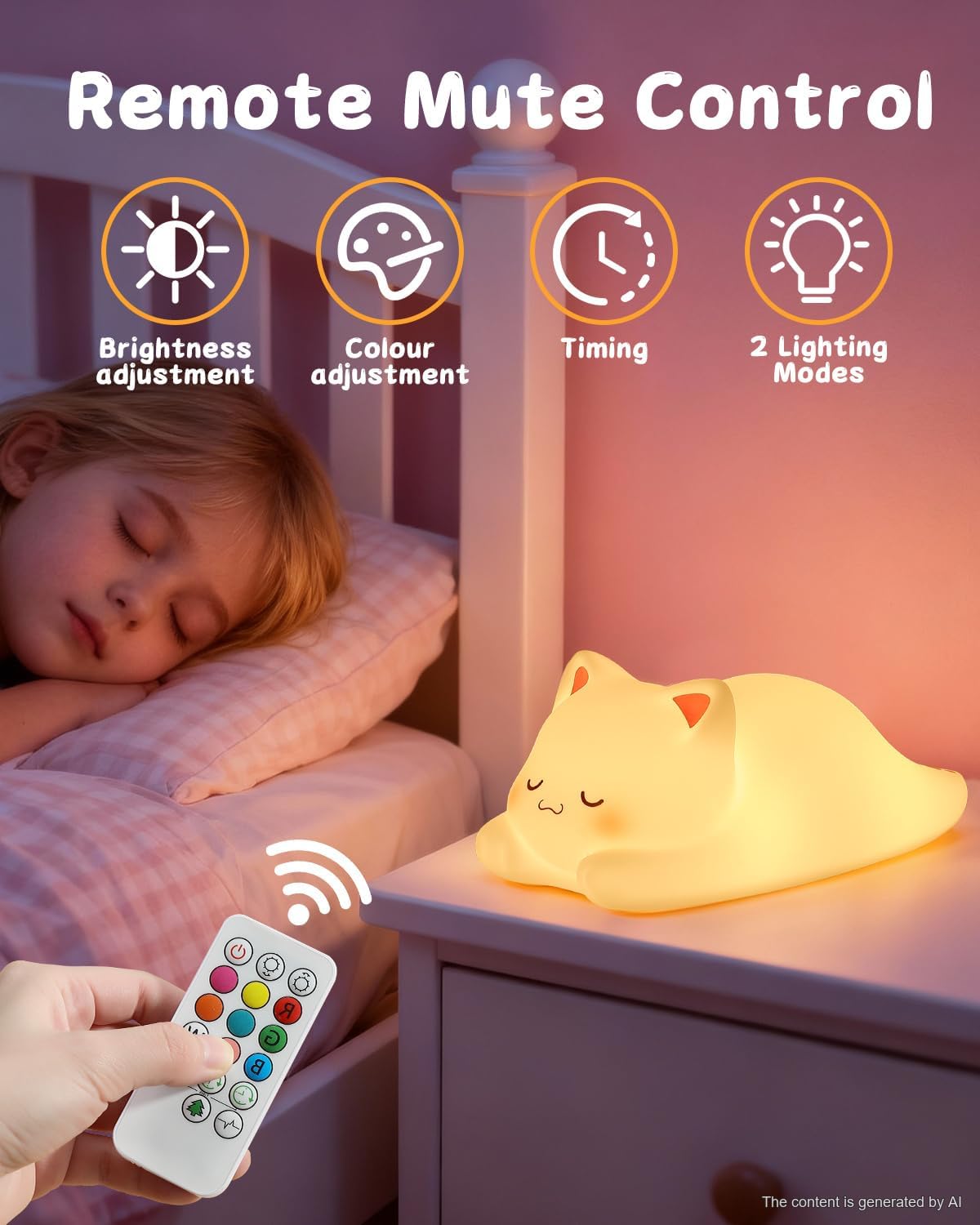 ZKLiLi Cat Night Light for Kids,Cute Night Lamp for Nursery,Squishy Silicone Touch Lights Portable, Gift for Birthday and Christmas for Kids Baby Children (Battery Cat)