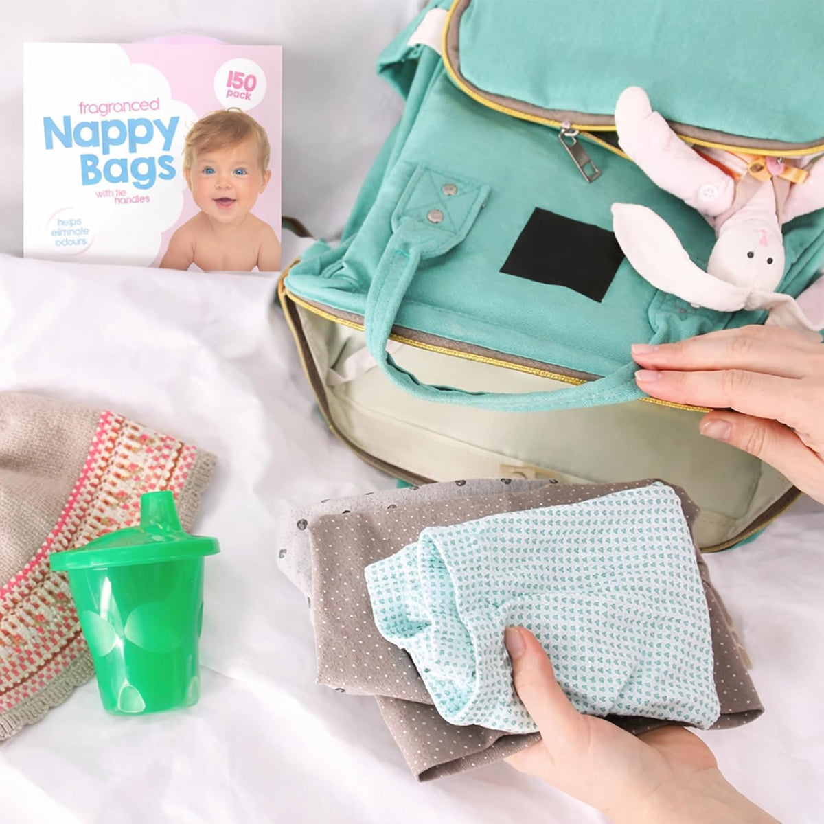 D.A.Y. Republic 150 Nappy Bags Fragranced Diaper Disposal Bags, Tie Handle
