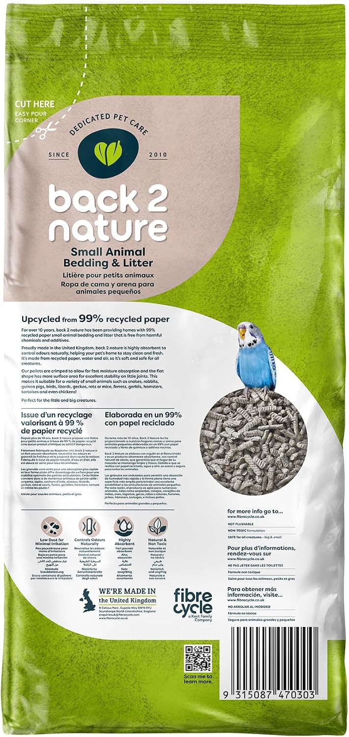 Back2Nature Small Animal Bedding (30L) - Non-Toxic Recycled Paper