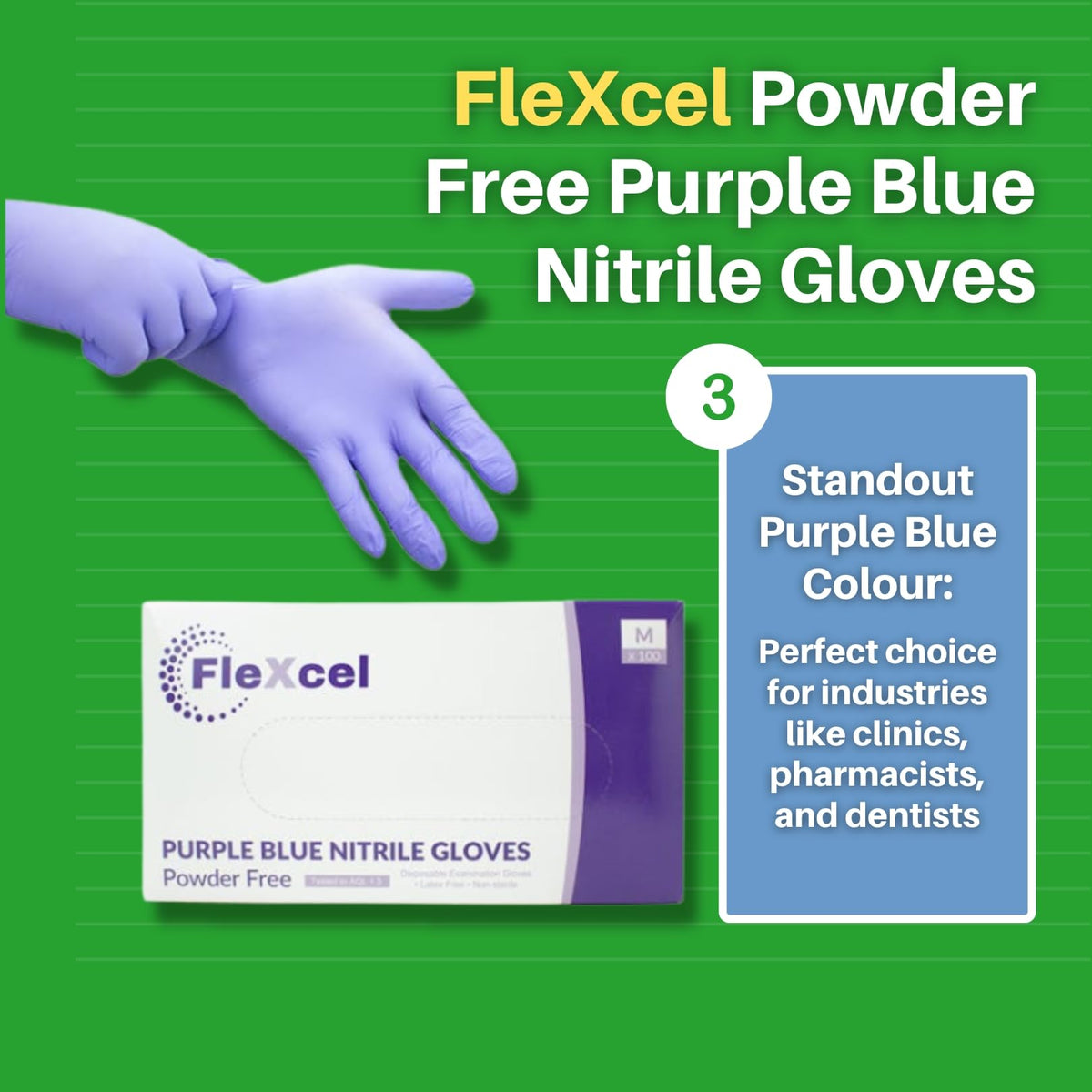 Powder Free Nitrile Gloves - Medical-Grade, Latex-Free, Food Safe (Box of 100)