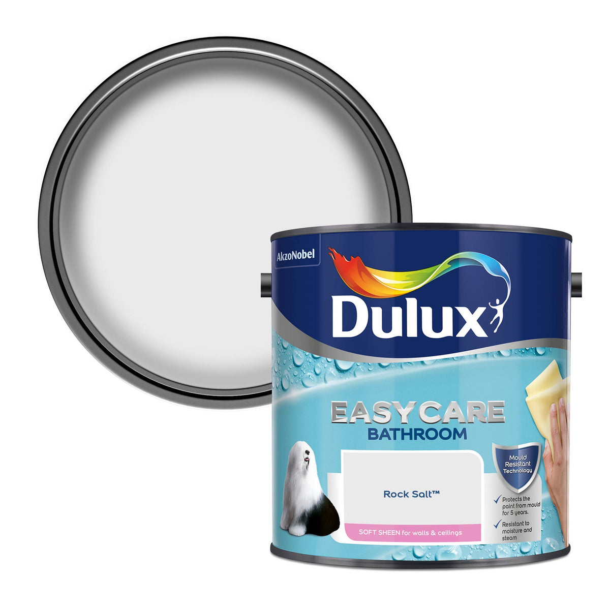 Dulux 5275836 Easycare Bathroom Soft Sheen Emulsion Paint For Walls And Ceilings - Mossy Stone 2.5L