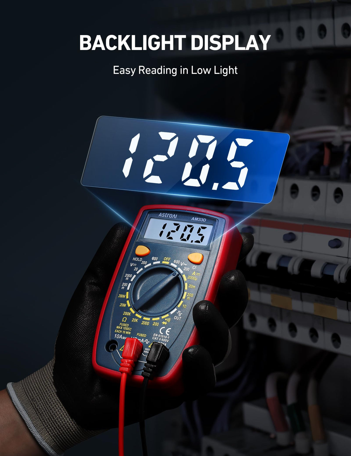 AstroAI Digital Multimeter 2000 Counts with Backlit LCD for DIY Home, Black