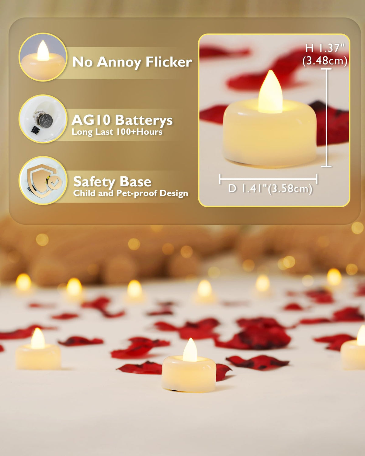 AMAGIC 24 Pack Battery Operated Flameless LED Tea Lights Candles Electric