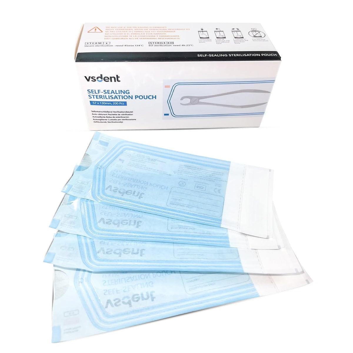 Self Sterilisation Pouches - 57x130mm (Pack Of 200)