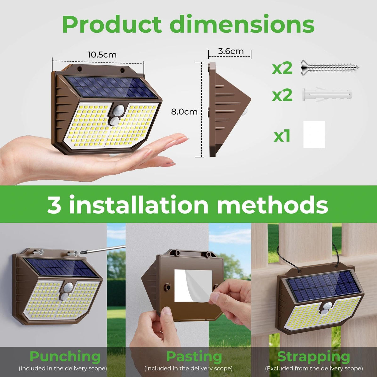 nipify Solar Lights,Upgraded 3000K Warm Solar Garden Lights,3 Modes Motion Sensor and IP65 Waterproof Solar Lights Outdoor Garden for Outside Shed Driveway Backyard Garage Walkway Wall Fences