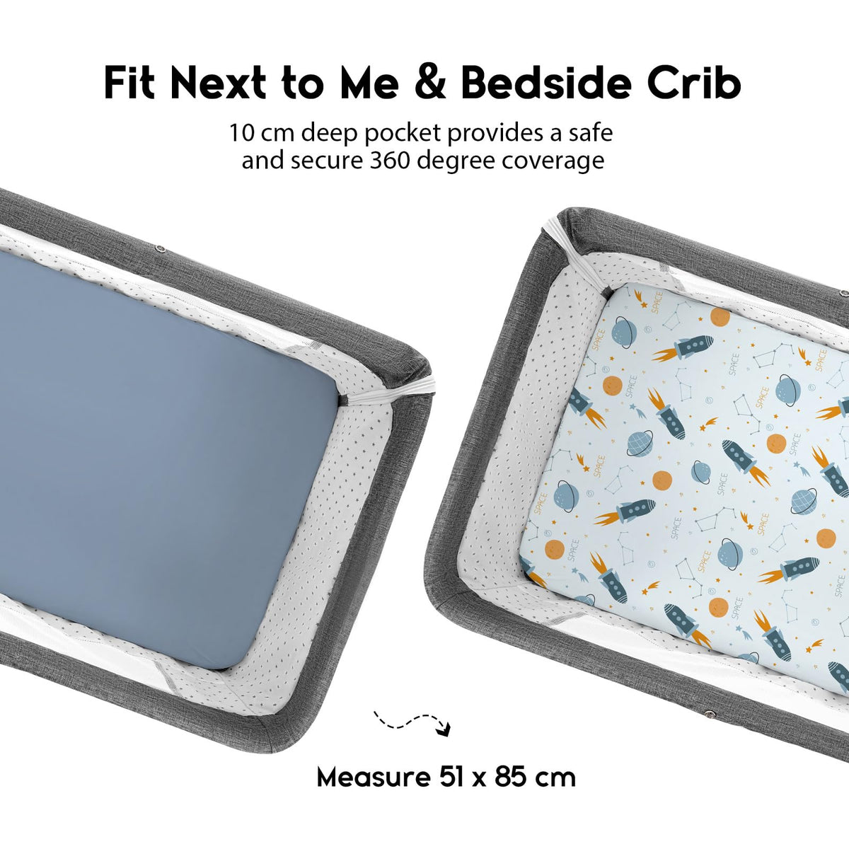 Yoofoss Moses Basket Sheets 41 x 84 cm, Fitted Soft & Breathable Microfiber Pram Sheet for Newborn Baby Boy and Girl, Crib Bassinet Mattress Protector Snuzpod Bedside 2 Pack