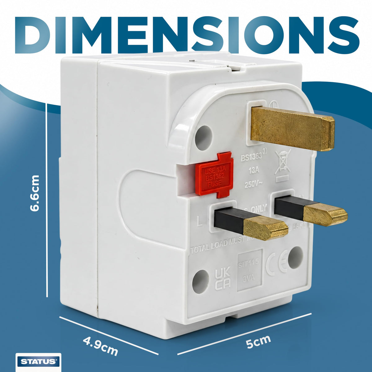 STATUS 2 Way UK Plug Adapter, White