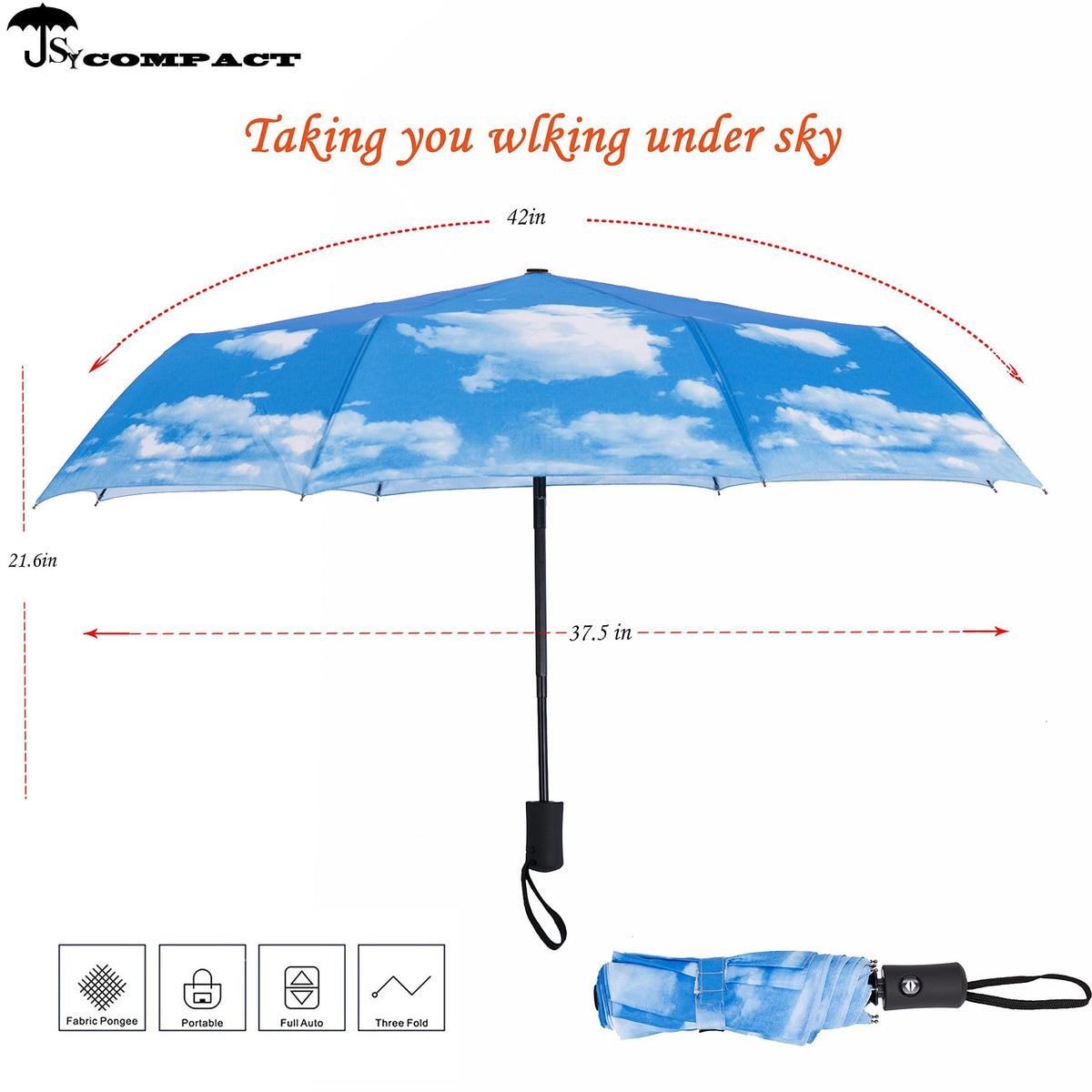 SY COMPACT Travel Umbrella Windproof Automatic Unbreakable UV Protection
