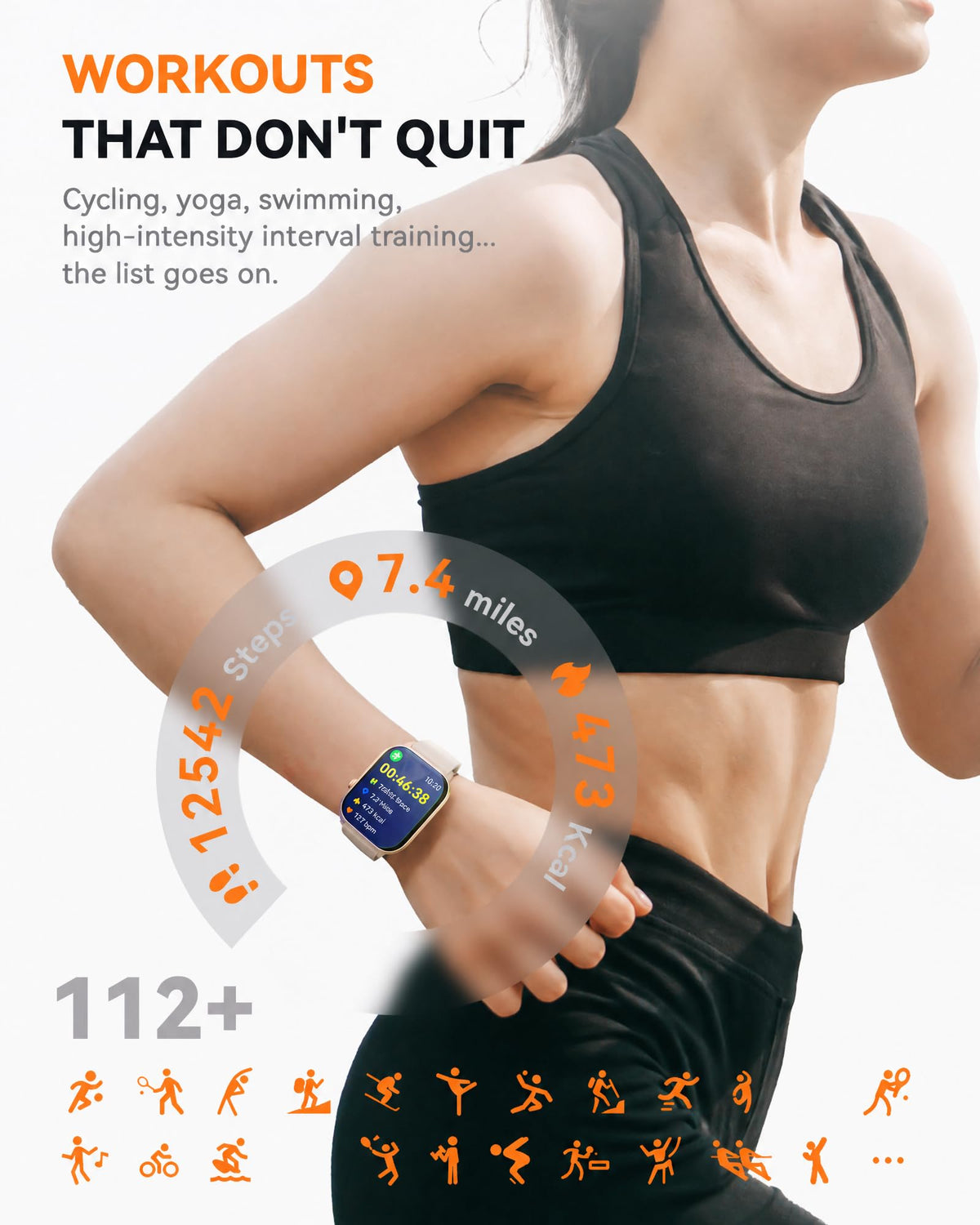 Smart Watch for Men Women- Answer/Make Call, 2024 IP68 Waterproof Fitness Tracker Watch with Sleep Step Counter Activity Smartwatch for Samsung Android iPhone iOS (Black-Blue, 1.83)