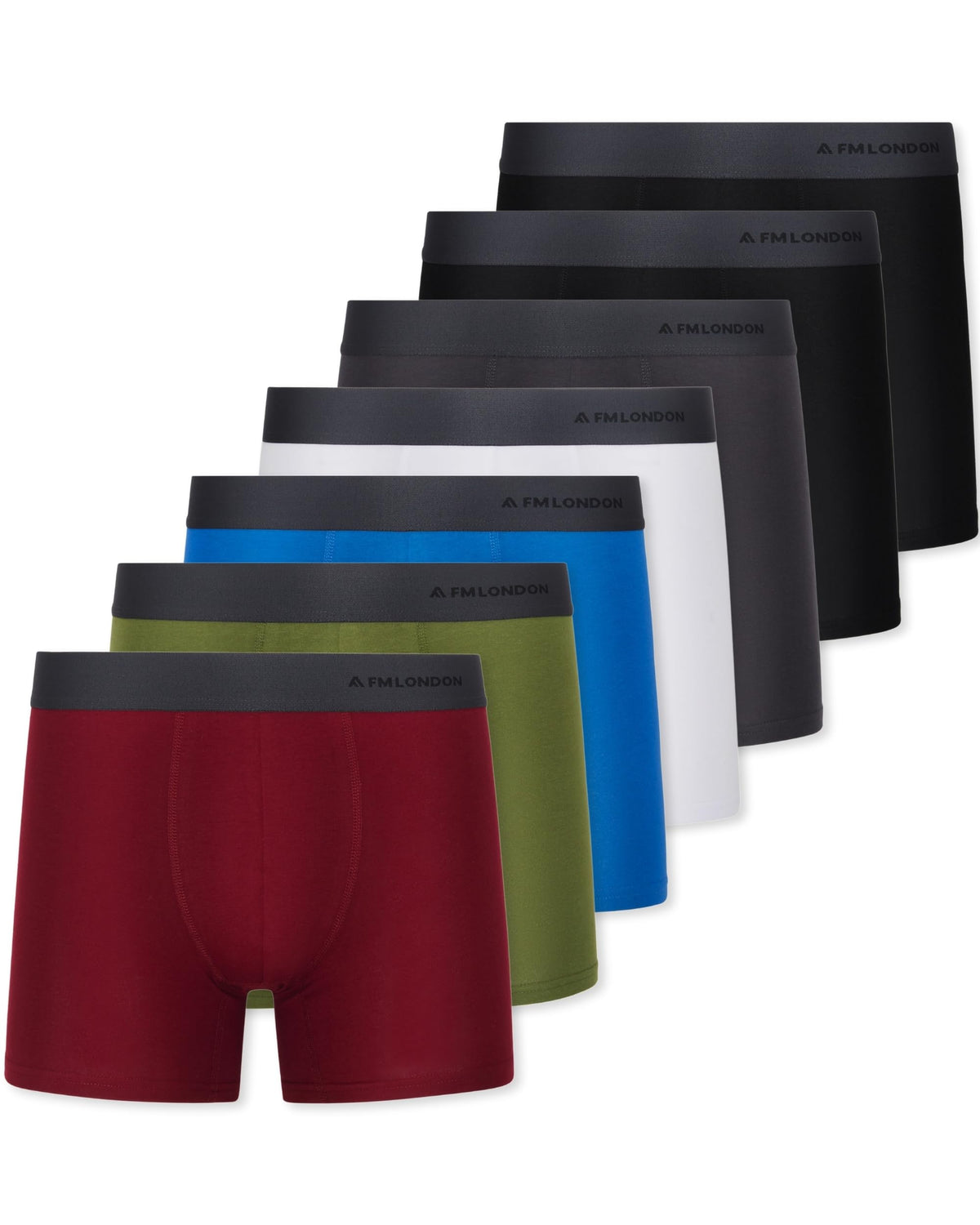 FM London 7-Pack Mens Boxers, Cotton Rich, Soft & Stretchy Mens Underwear