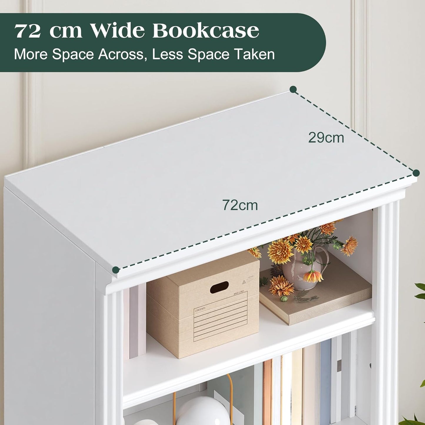 LUXOAK Bookcase, 5-Tier 181cm Tall Book Shelf with Vertical Line Frame, Slim Freestanding Storage Shelf, Anti-Tip Safety Kit, Space-Saving for Living Room, Bedroom, Study & Office,72 x 29 x 181 cm