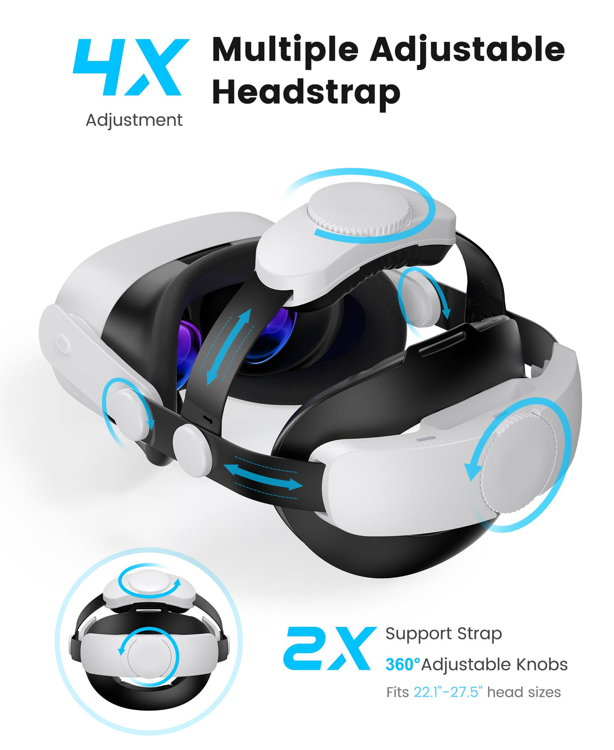 Comfortable Head Strap for Meta Quest 3S/3/2 with 7500mAh LED Display Battery Bank,VR Headset Elite Strap Replacement,All-Directional Adjustable Oculus Headstrap,Enhanced Support & Reduce Pressure