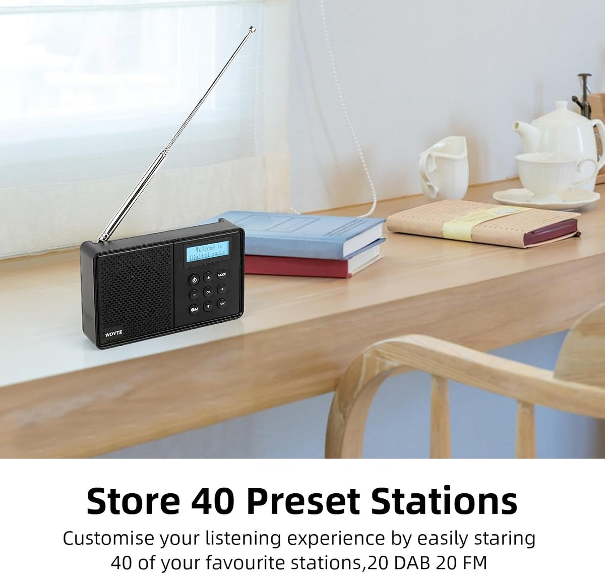 DAB Radio Portable, WOVTE DAB+ Digital Radio Rechargeable FM Radio