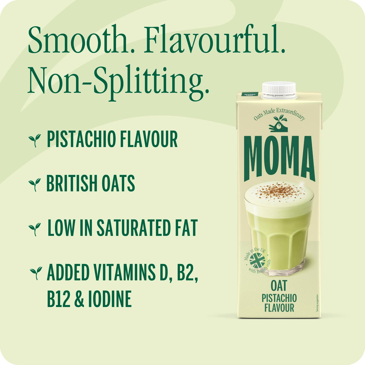 MOMA Pistachio Oat Drink • 1L • No Added Sugar • Vegan, Nut Free & GF