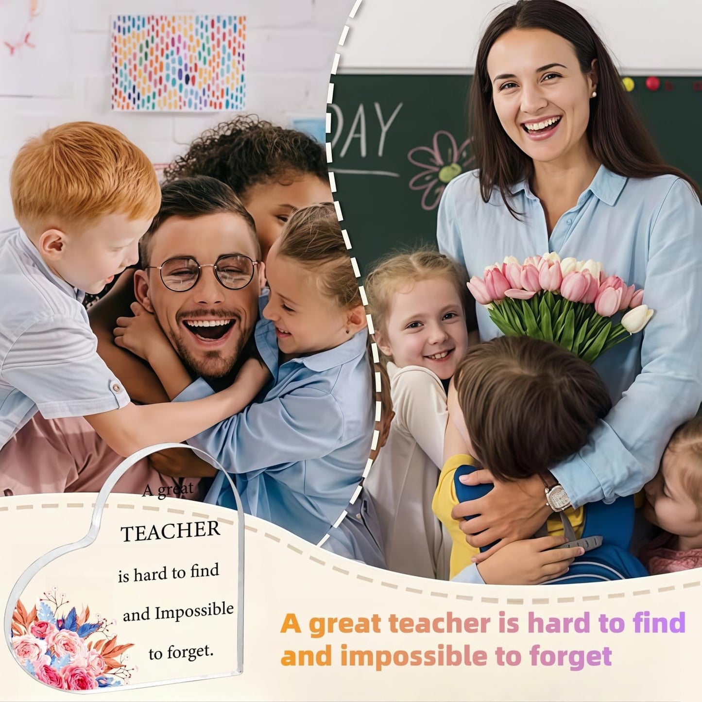 HZJ-AIGO Teacher Gifts for Women Heart-Shaped Acrylic Plaque Gifts for Teachers Best Teacher Gifts Teacher Christmas Gift