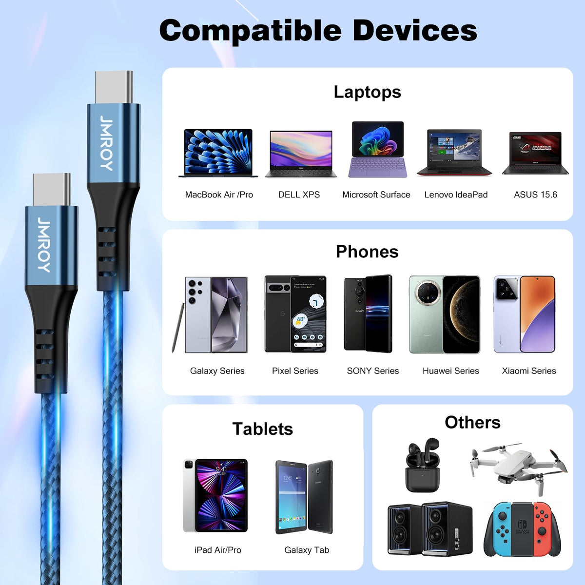 iPhone 18 17 16 15 Charger Cable 3M [2 Pack], USB C to USB C Cable 60W Nylon Braided Extra Long USB Type C Fast Charging Cable for iPhone 18 Pro Max, 17 Pro, iPad Pro Air, MacBook, Samsung S26 S25
