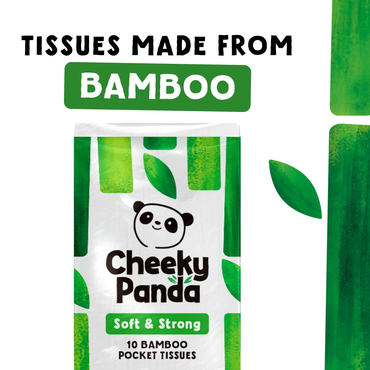 The Cheeky Panda Bamboo Pocket Tissues, 8 Pack of 10 Hypoallergenic Tissues, Ultra Soft, 3-Ply, White, Travel Size