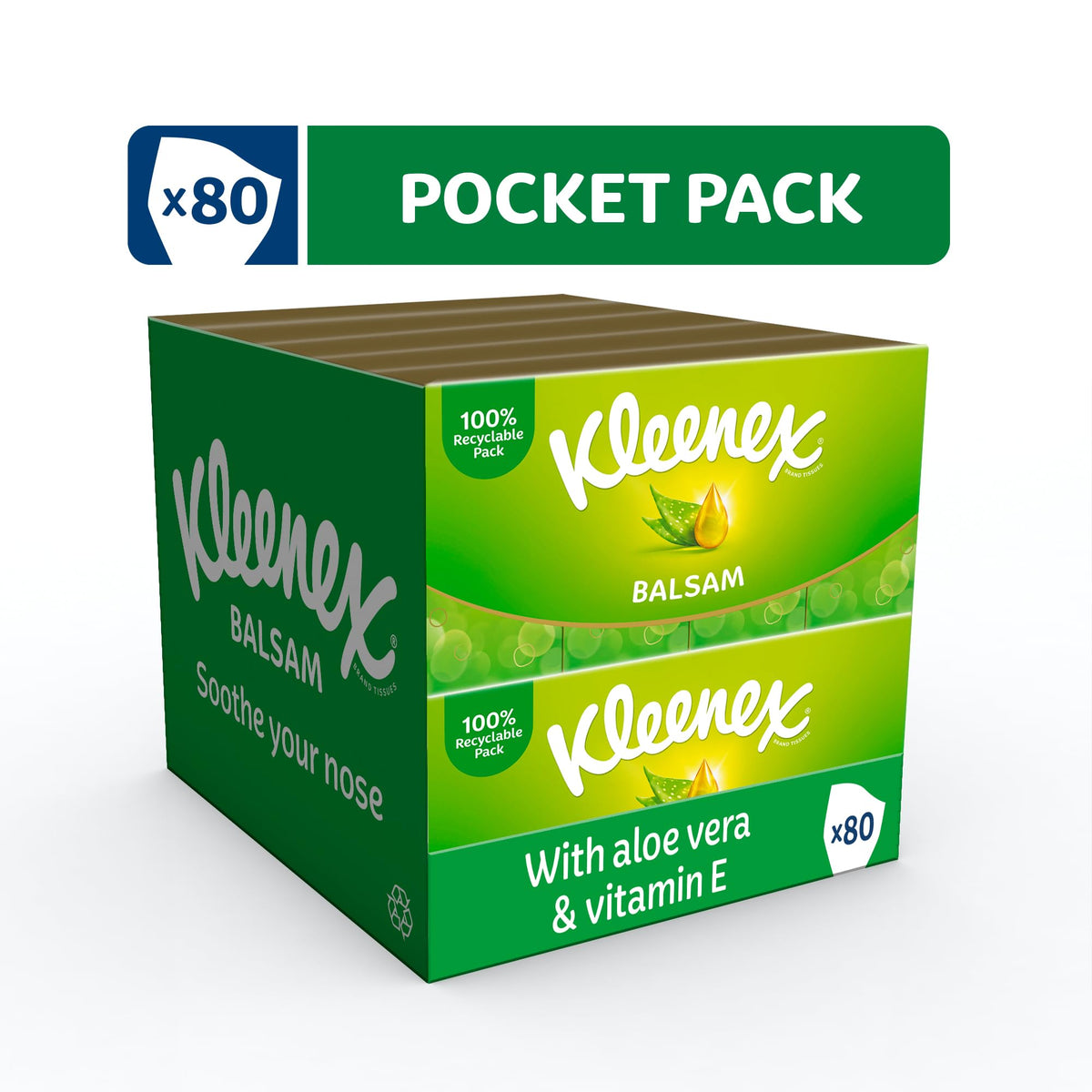 Kleenex Balsam Facial Tissues - Multipack 2 Tissue Boxes