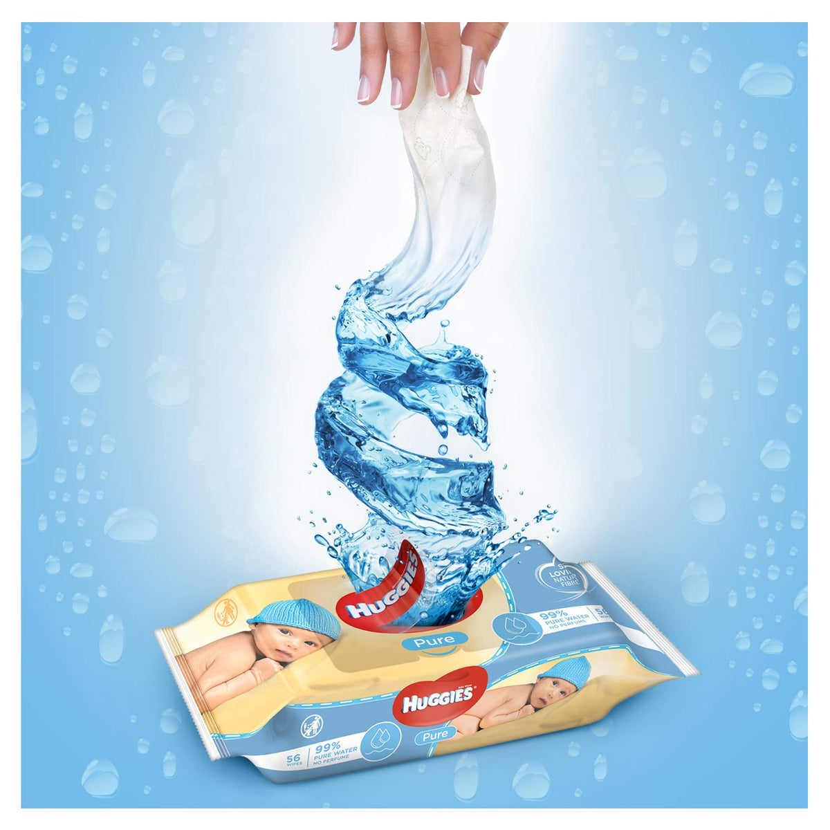 Huggies Pure Plastic Free Baby Wipes - Pack of 12 (576 Wipes) – 99% Water Wet Wipes, Fragrance Free, Hypoallergenic, Better Cleaning, Soft and Gentle on Babies' Delicate Skin