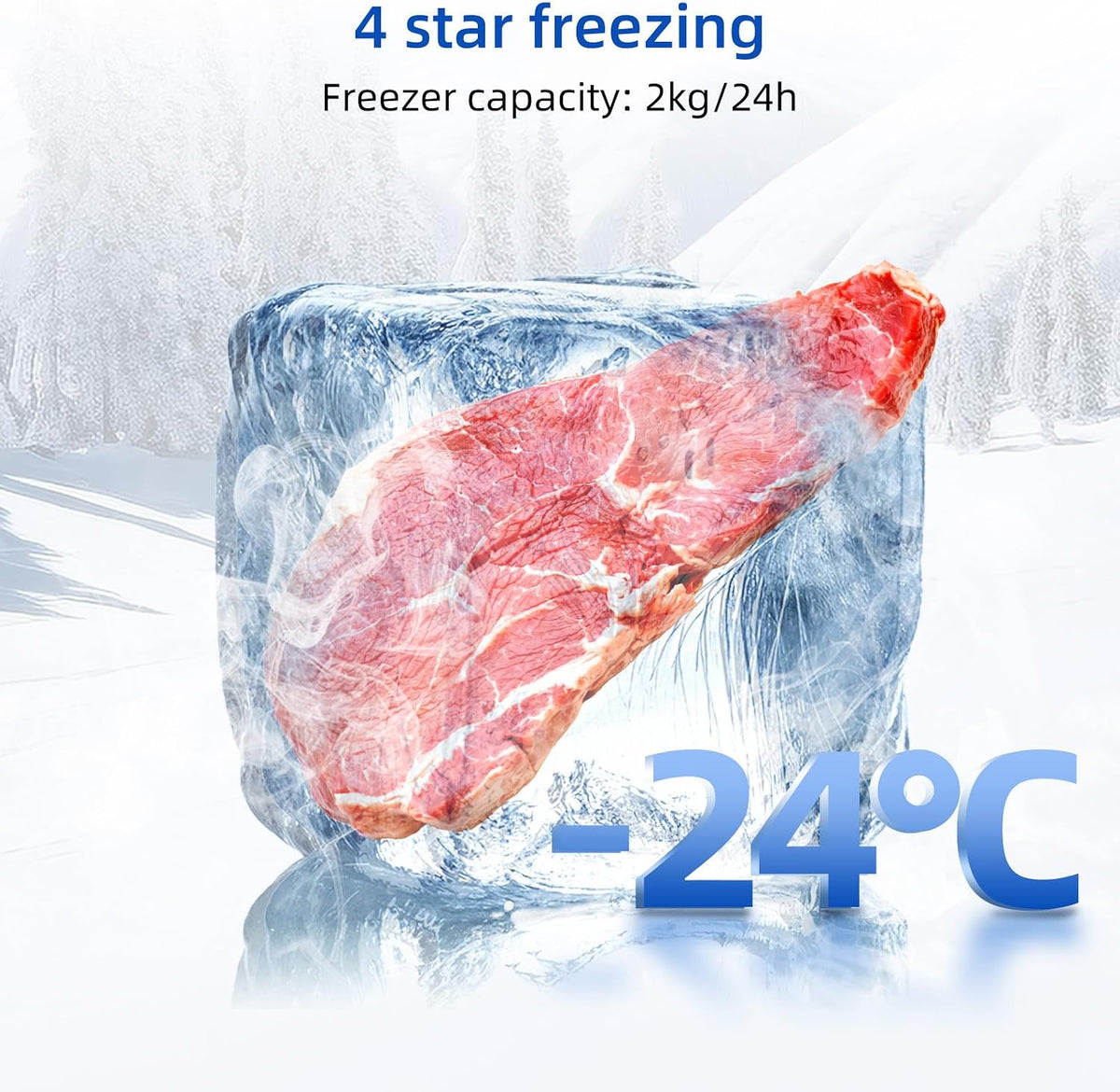 CHiQ 86L Compact Top Freezer Refrigerator with 85cm & LED Black