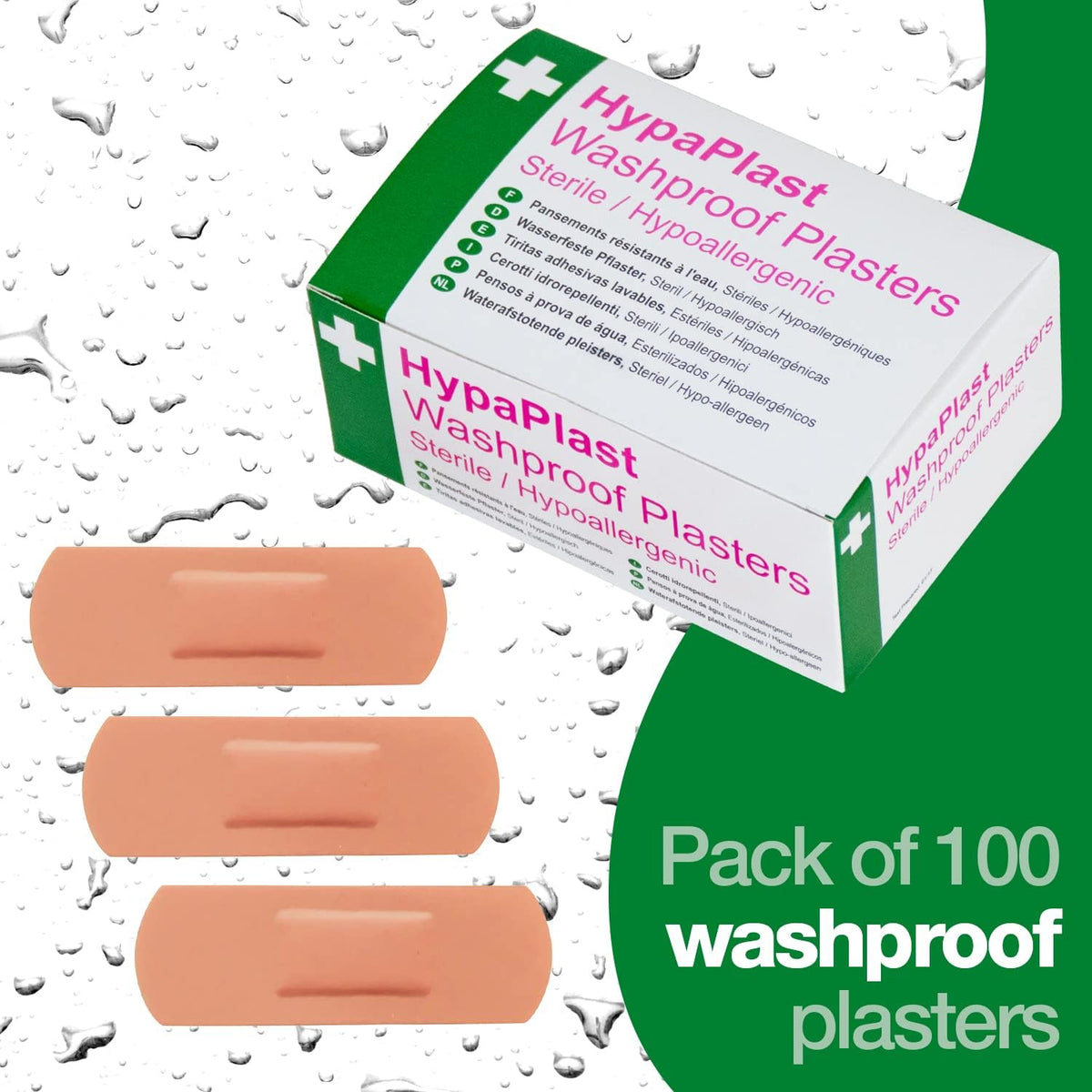 Safety First Aid Group HypaPlast Pink Washproof Plasters, 7.2 x 2.5 cm (Pack of 100)