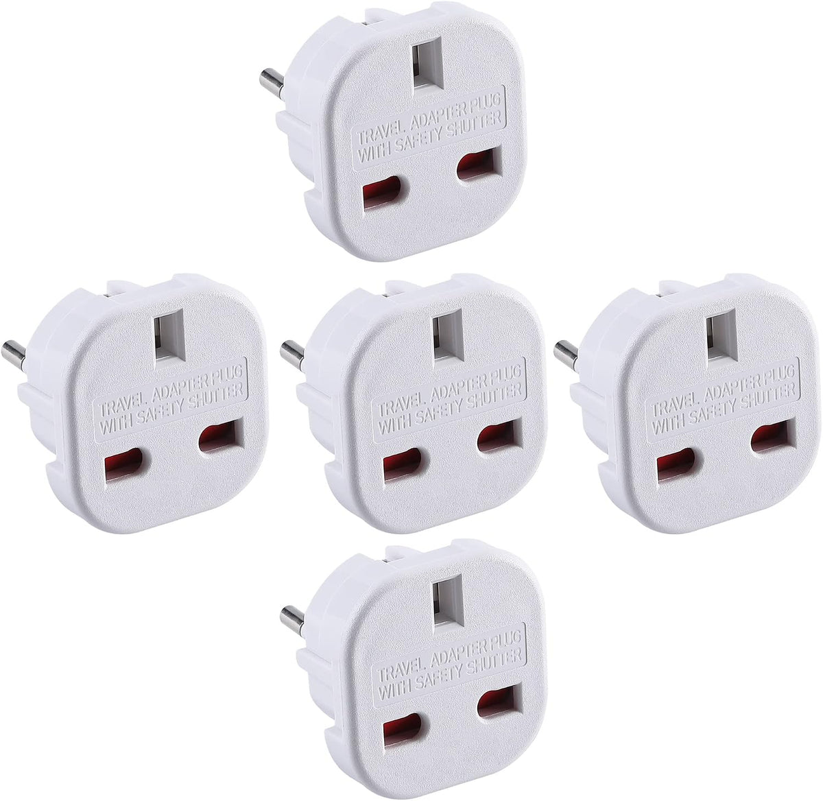 DAPTER's 5 Pack White UK to European Plug Adapter | Travel Adapter UK to Europe | Euro Plug Adapter (Type G to C, E, F) | Travel Plugs UK to EU Countries (SPAIN, ITALY, GREECE, TURKEY, POLAND & More)