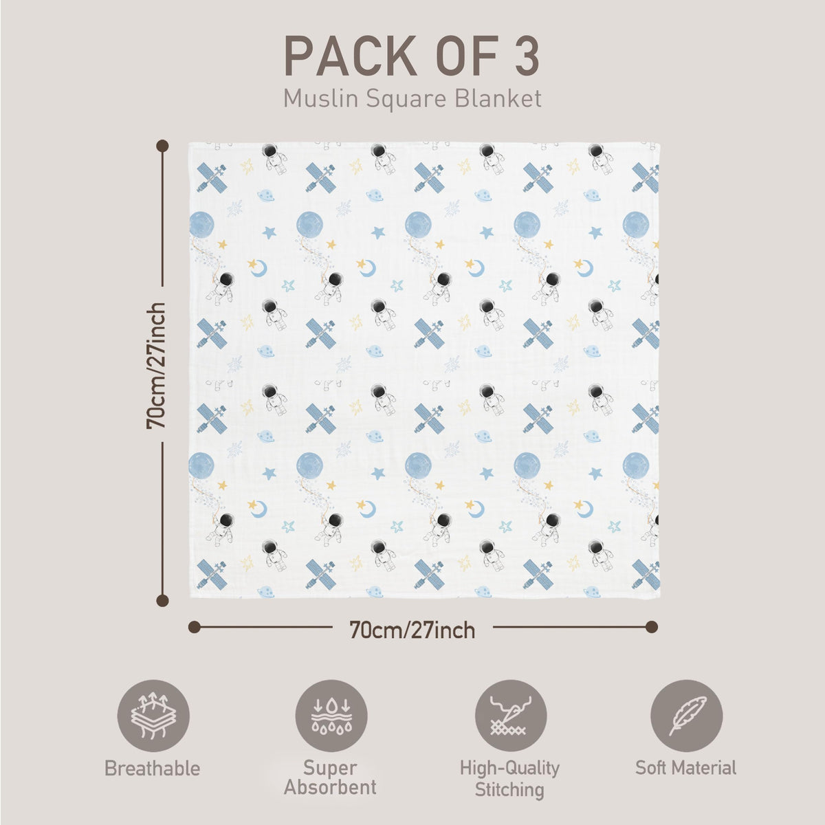 GLLQUEN BABY Muslin Squares Cloth for Baby 6pack 70cm x 70cm