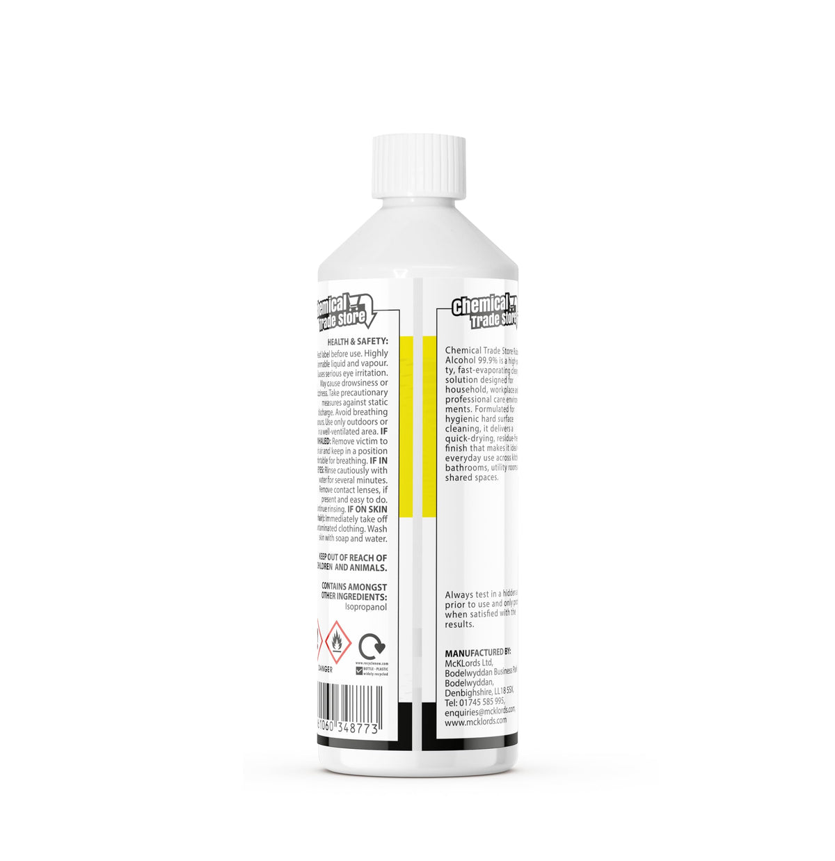 Rubbing Alcohol 99.9%, 500ml - High Purity Isopropyl Alcohol for Hygienic Surface Cleaning, Care Homes, Household Cleaning, Glass, Mirrors, Bathrooms, Kitchens & Hard Surfaces