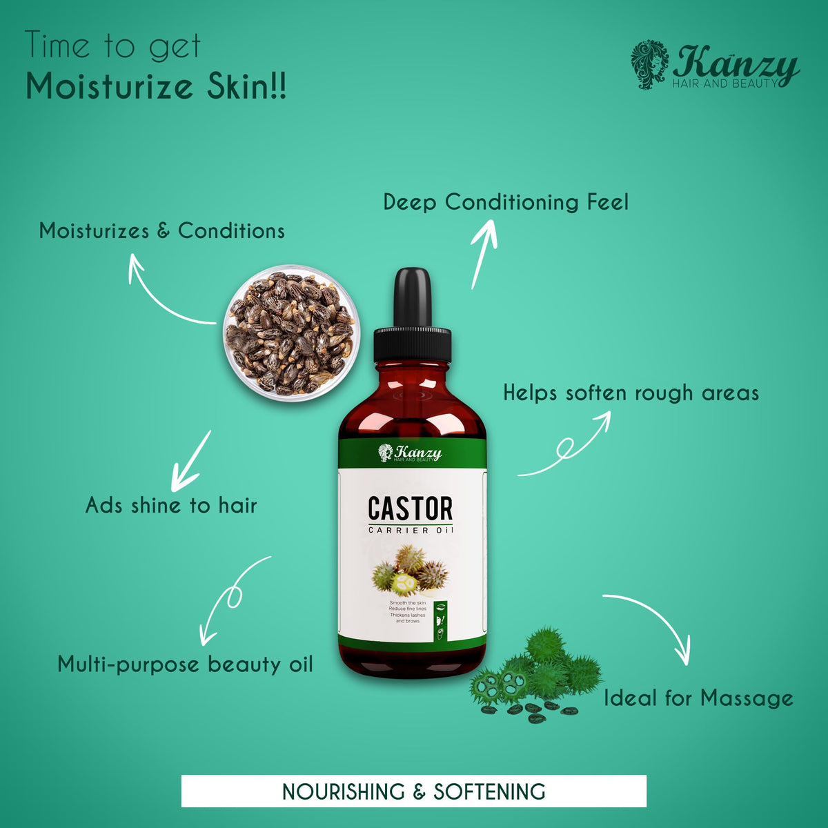 Kanzy Vitamin E Oil for Skin, Hair, Lips and Face - Naturally Sourced Multi-Purpose Plant-Based Vitamin E Oil for Hair Growth as Skincare and Haircare Product for both Men and Women (30 ml)