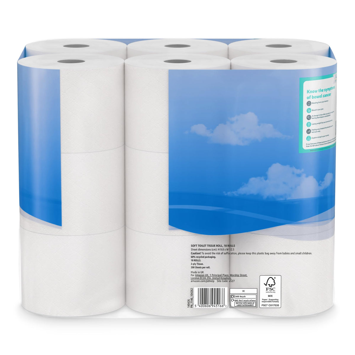 by Amazon Soft Toilet Tissue, 2-Ply, 45 Rolls (5 Pack of 9), 200 Sheets per Roll
