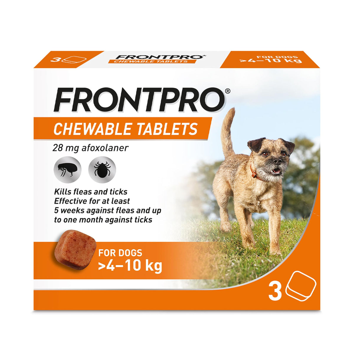 FRONTPRO Chewable Tablets Flea & Tick Treatment for Dogs 3 Pack (10-25kg)