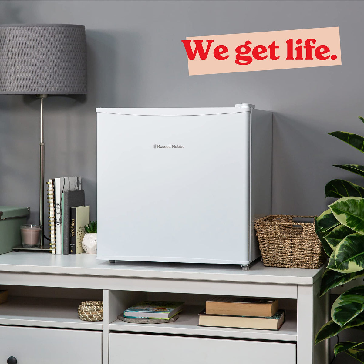 Russell Hobbs Table Top Larder Mini Fridge 43 Litre Capacity, Reversible Door & Adjustable Feet, Small Fridge, Manual Temperature Control, Ice Box, Black RHTTF0E1B