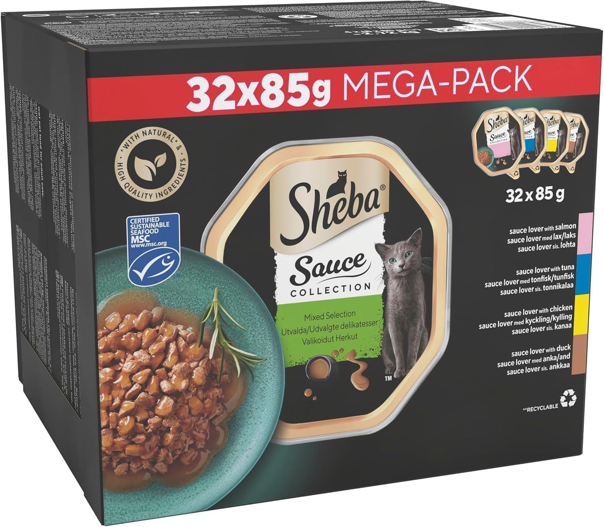 SHEBA Sauce Lover Cat Food Trays Mixed Collection 32 x 85 g