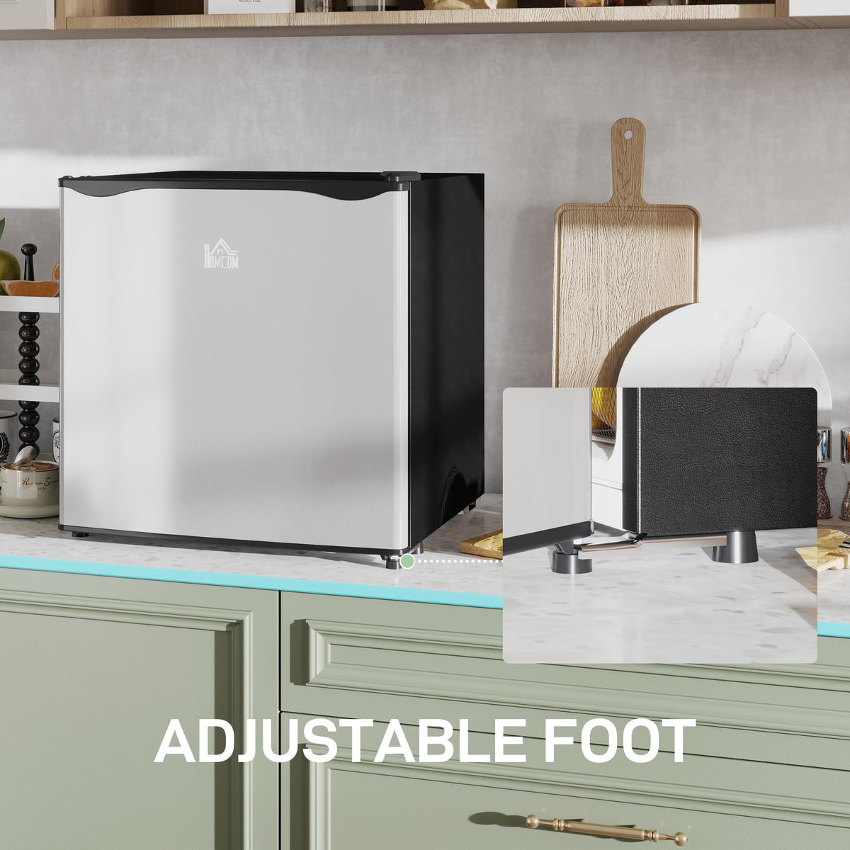 HOMCOM 46L Table Top Mini Fridge with Ice Box, Reversible Door, Cream