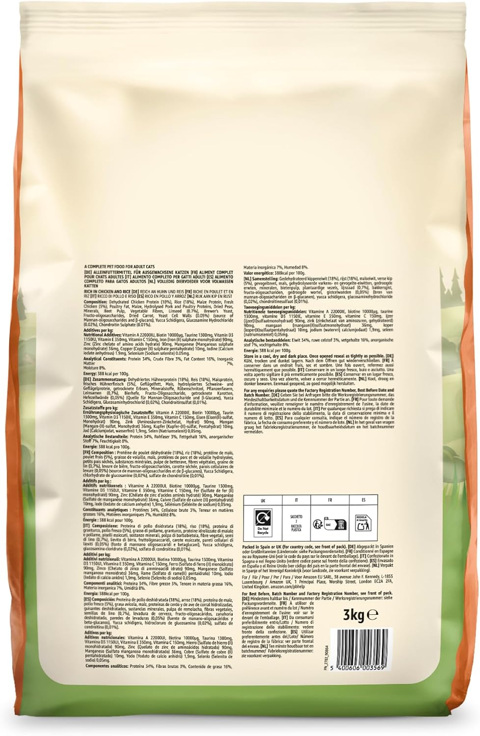 by Amazon Complete Dry Cat Food Rich in Chicken & Rice for Adult Cats, 1 Pack of 3 kg (Previously a Lifelong brand, same product)