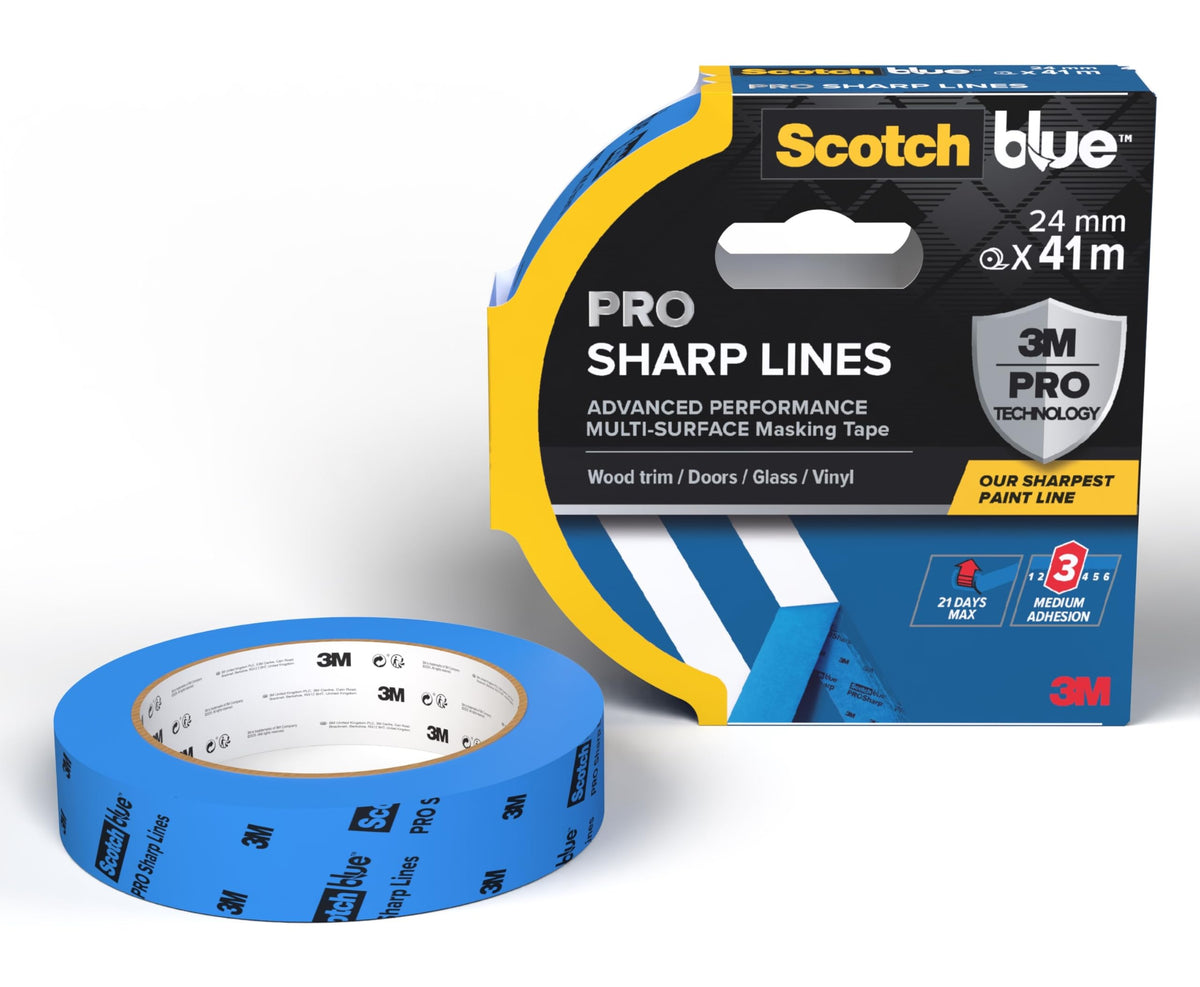 ScotchBlue Multi-Surface Premium Masking Tape, 24mm x 41m, 1 Roll/Pack - Scotch Adhesive Blue Painters Tape, For Painting and Decorating, Indoor & Outdoor, Sticks Well, 100% PEFC
