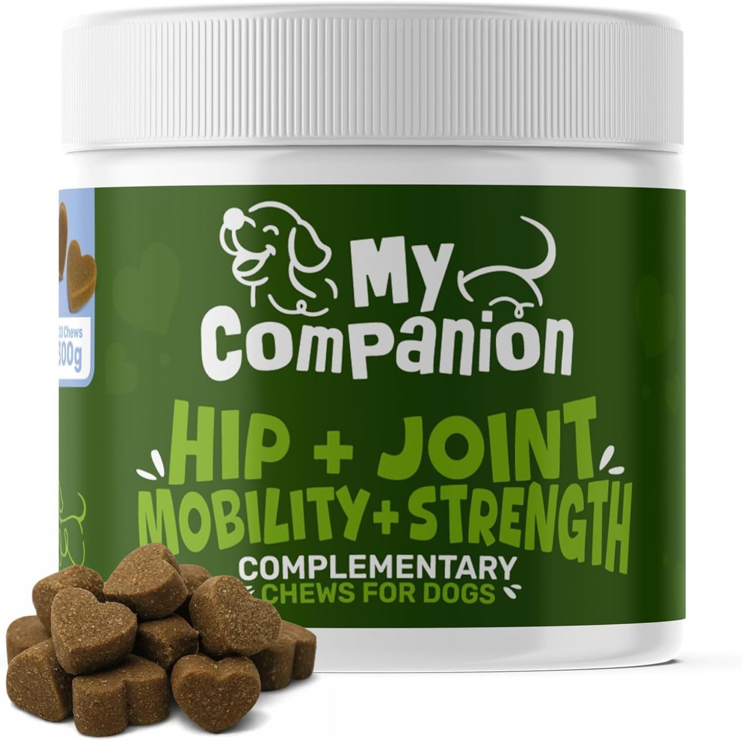 MyCompanion Hip & Joint Supplement for Dogs – Glucosamine, Turmeric & MSM – Supports Mobility, Flexibility & Joint Health – 120 Chicken Flavour Chews, 300g