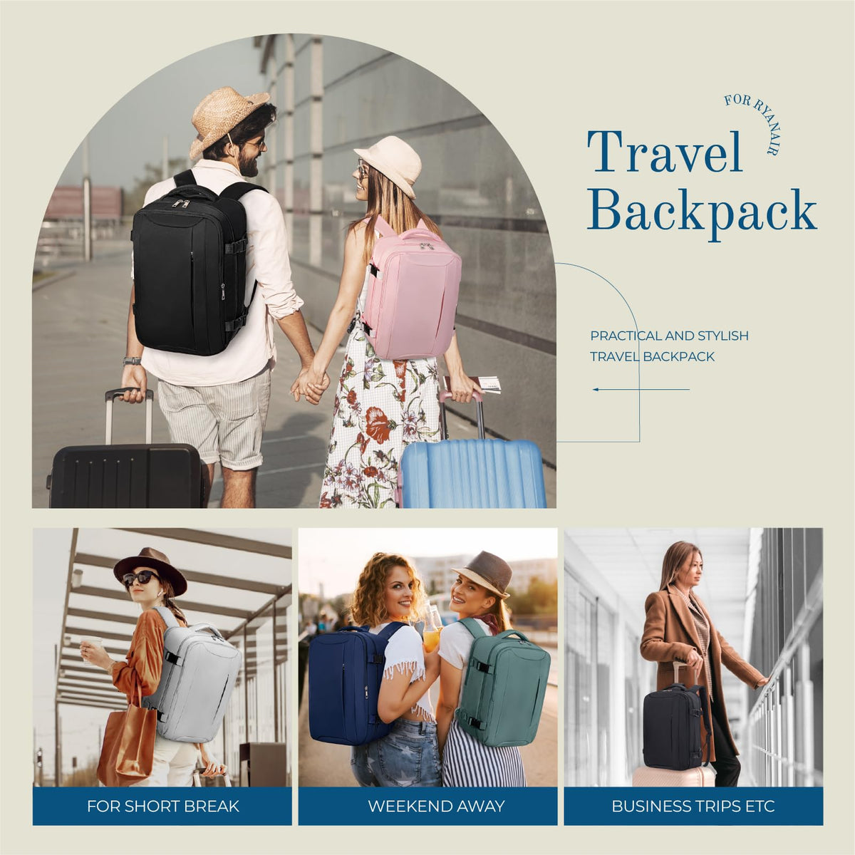 Lossga for Ryanair Cabin Bags 40x30x20,Cabin Bag Travel Backpack