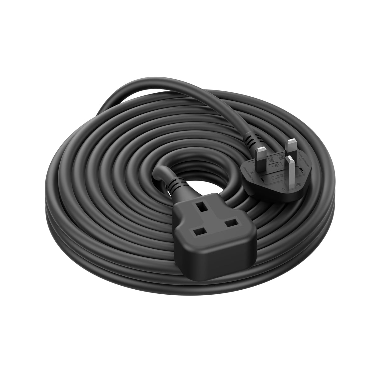 LIPWEL Outdoor Extension Lead 15m Extra Long Cable UK 13A Fused Plug Extension Socket Black 1 Way Socket Outside Using for Garden