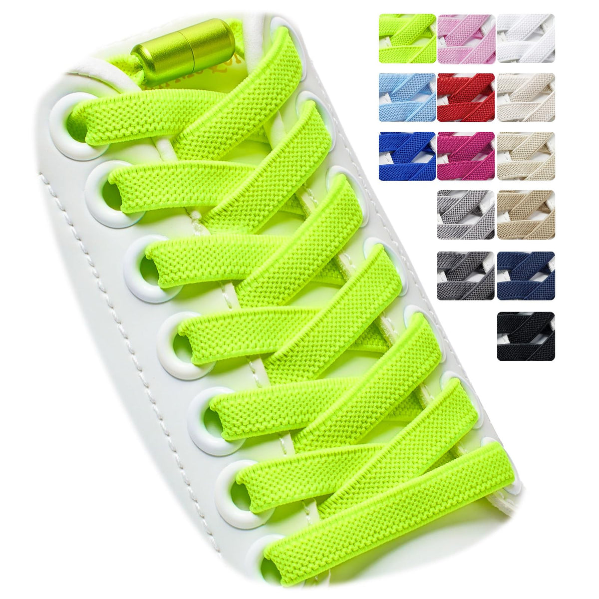 2 Pairs Elastic Shoe Laces for Trainers, 8mm Shoelace