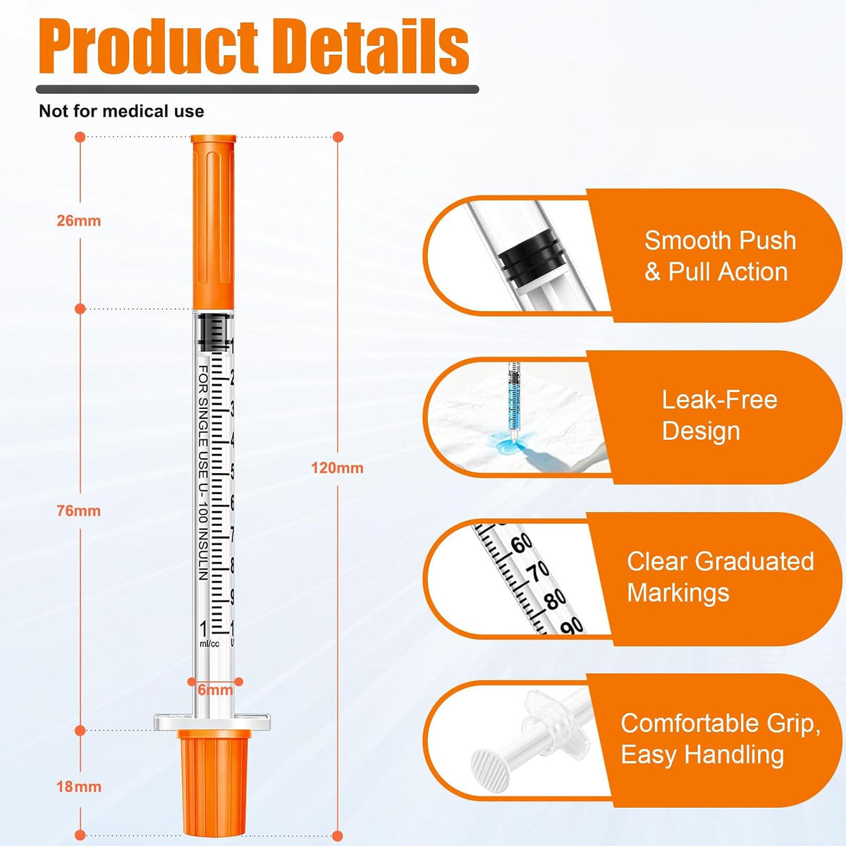 Syringes with Needle for Injections 10 Pack, 1ml 31G 8mm Single Use Injection Fine Needles, Disposable Syringe for Liquid, Individually Packaged Precision Dispensing Tools for Lab, Perfume, DIY Craft