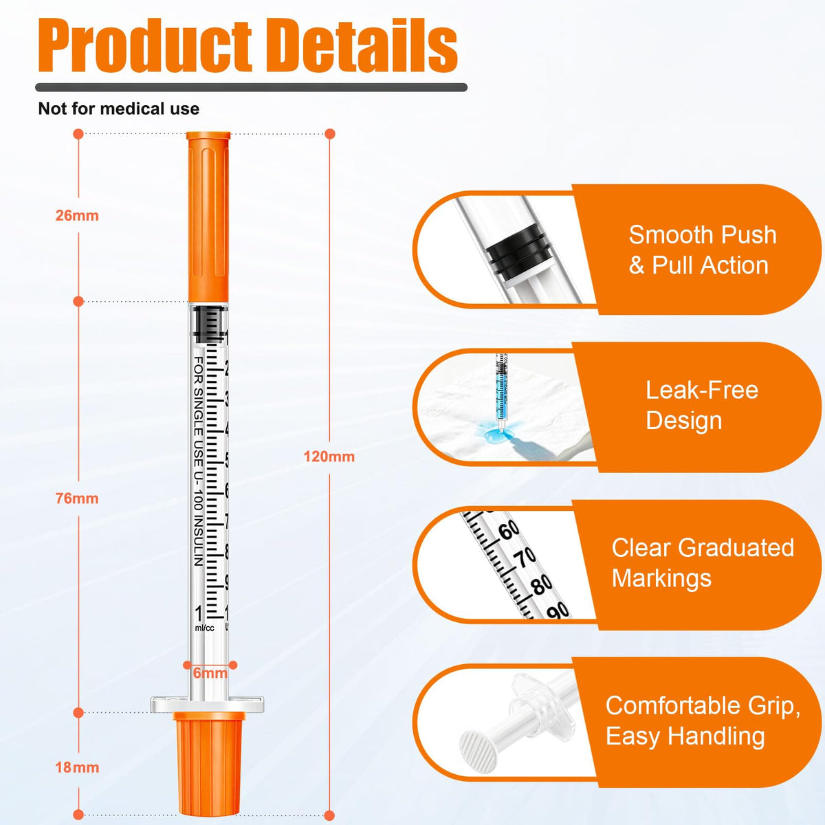 Syringes with Needle for Injections 10 Pack, 1ml 31G 8mm Single Use Injection Fine Needles, Disposable Syringe for Liquid, Individually Packaged Precision Dispensing Tools for Lab, Perfume, DIY Craft