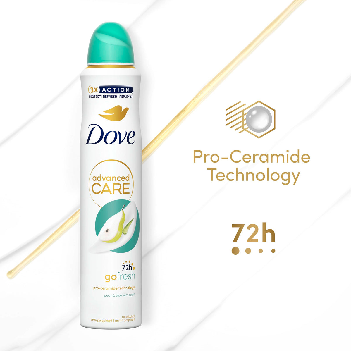 Dove Advanced Care Original Anti-perspirant Deodorant Spray with Triple Moisturising technology aerosol for 72 hours of protection 100 ml
