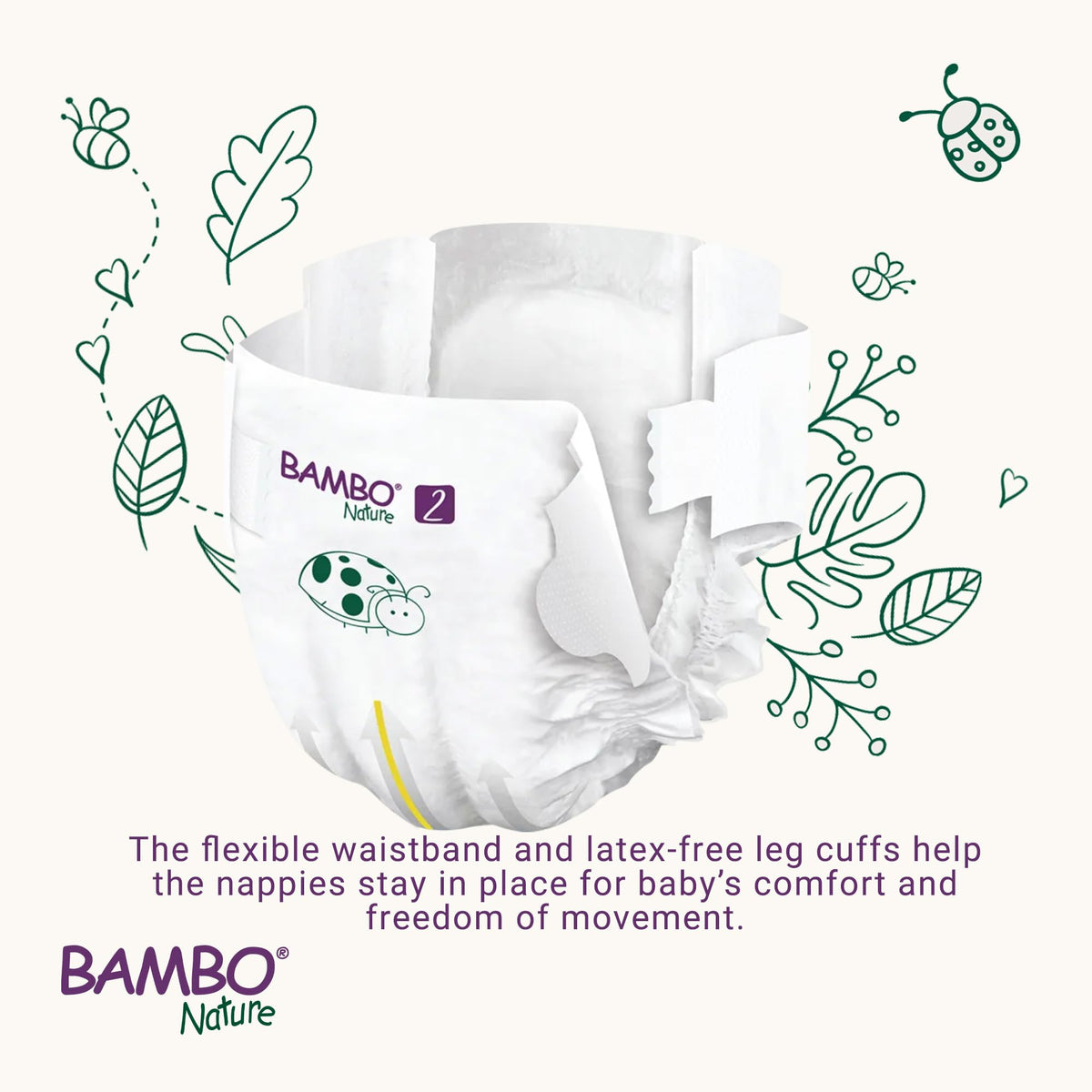 Bambo Nature Premium Eco Nappies, Premature Size 0 (2-7lb/1-3kg), XXS, Pack of 24, Eco-Labelled Nappies, Enhanced Leakage Protection, Secure and Comfortable Baby Nappy