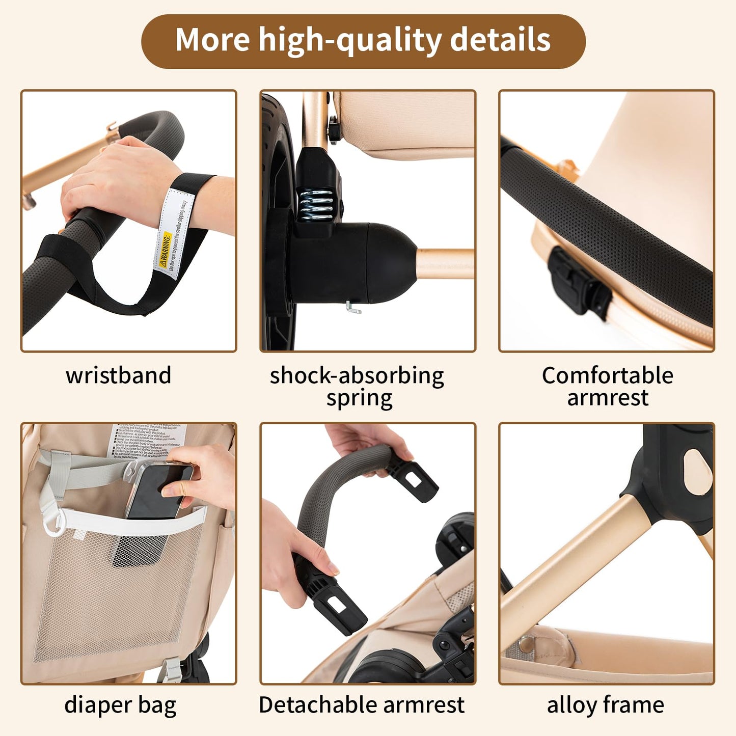 3 in 1 Pram Pushchair Aluminium Frame High Landscape Combined Buggy Lightweight Folding Stroller 3 in 1 Travel System Pram for Newborns Toddlers 0-36 Months from Birth (H9-Pink, H9)
