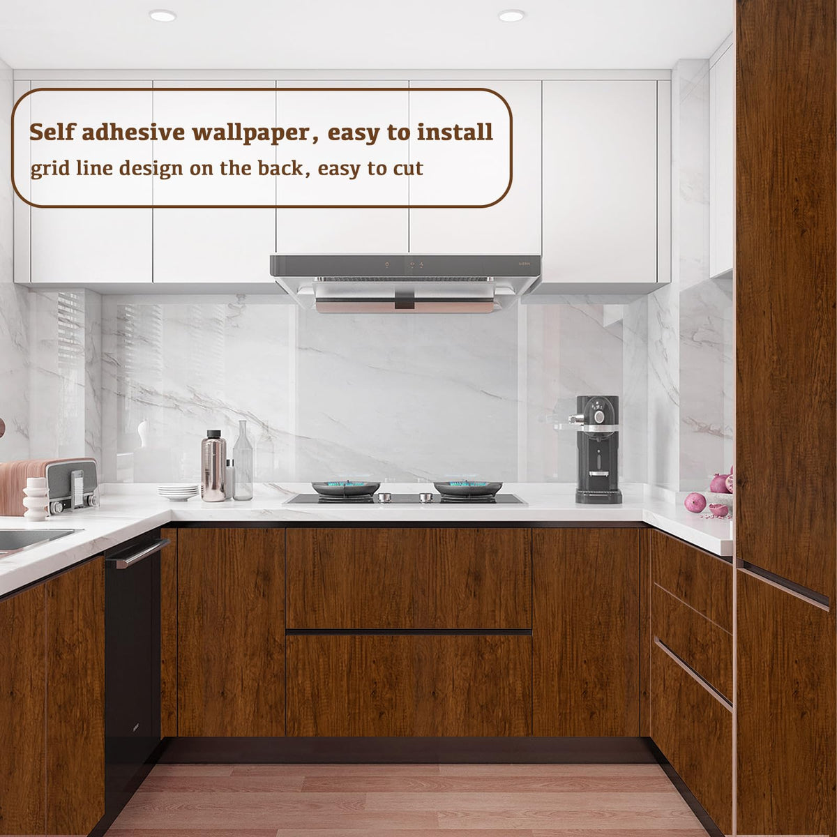Abyssaly White Wood Effect Sticky Back Plastic for Furniture & Walls