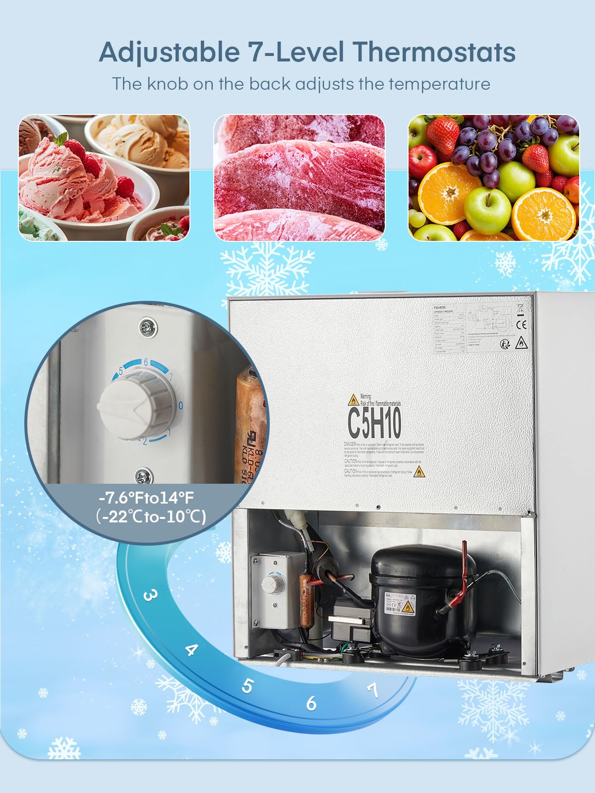 FOHERE 32L Mini Small Freezer Small Table Top Fridge Energy Efficient
