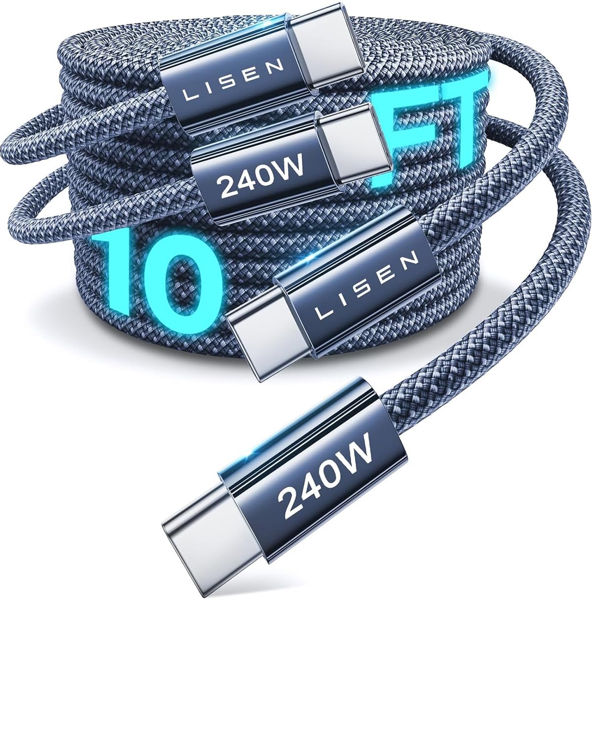 LISEN 240W USB C to USB C Cable 2-Pack, 2m USB C Charger Cable Fast Charger