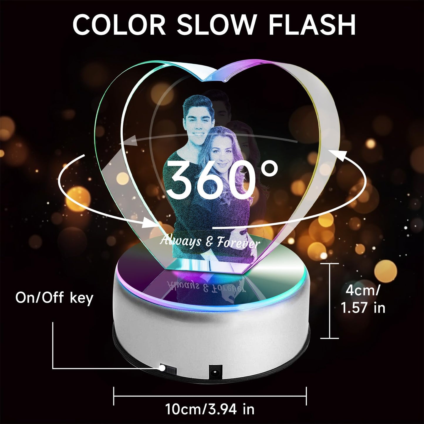 Personalised 3D Crystal Photo Gift, Custom Gifts with 3D Laser Etched, Engraved Inside the Crystal Using Your Photo Customized Memorial Custom Mother’s Day Picture Gift (Cuboid)